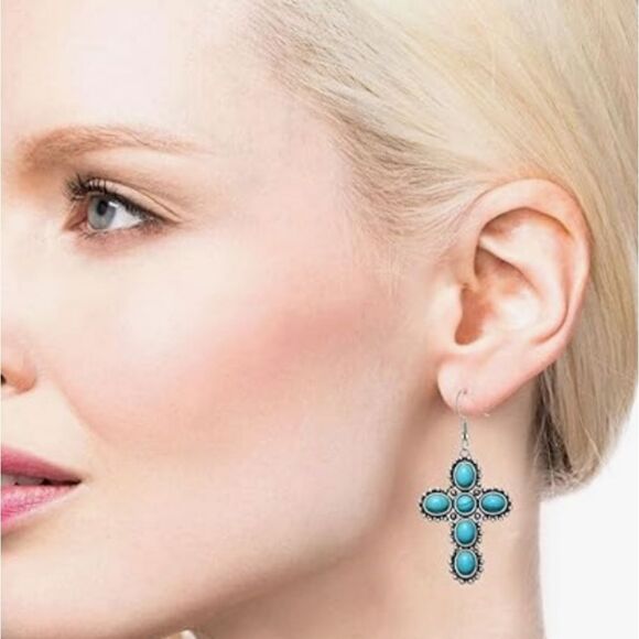 NEW BRAND NO BOUNDARIES WESTERN JEWELRY BOHO VINTAGE  TURQUOI EARRINGS - Picture 4 of 14